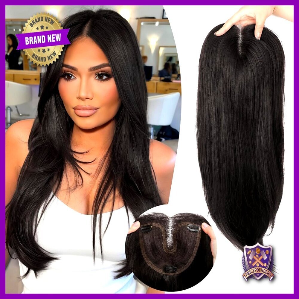 Synthetic Hair Topper with Wispy Bangs Adjustable Bandage Layered 24 Inch